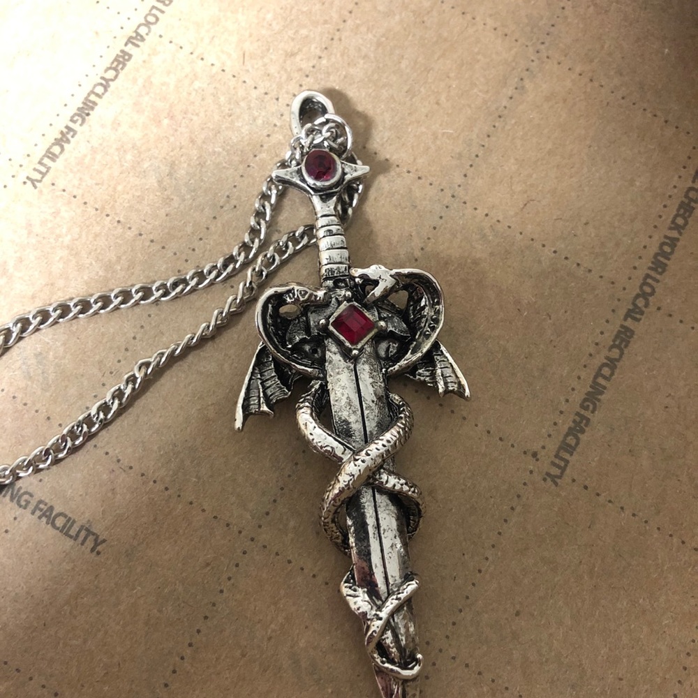 Silver sword necklace